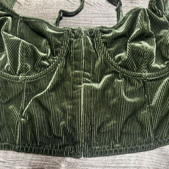 Urban Outfitters Olive Green Velvet Corset Crop Top - Picture 3 of 7